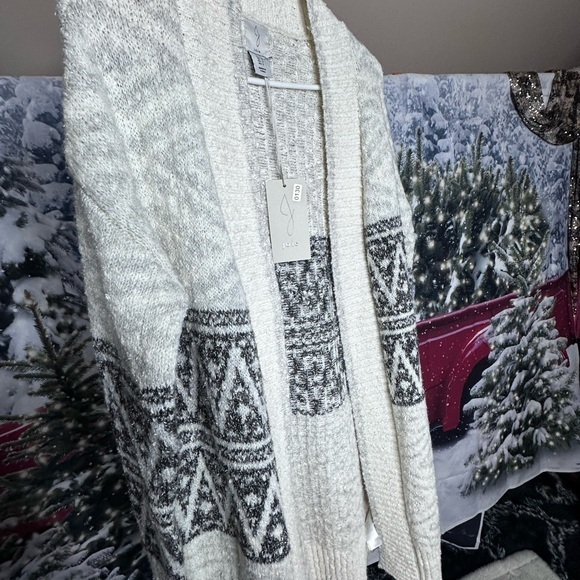 Joie Women's Cream Aztec Duster Open Cardigan Sweater Size Small Ships Free